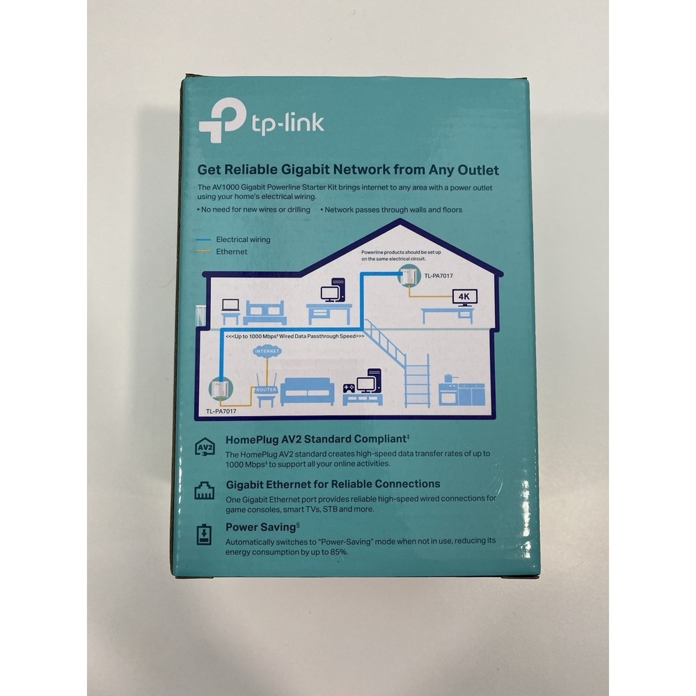 *NEW* TP-Link AV1000 Gigabit Passthrough Powerline Starter KIT TL-PA7017 - Picture 3 of 5